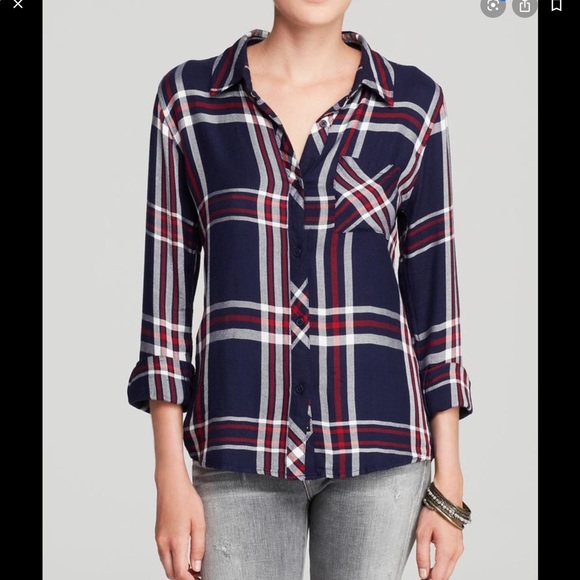 Rails Hunter navy plaid button down shirt S - Picture 1 of 7